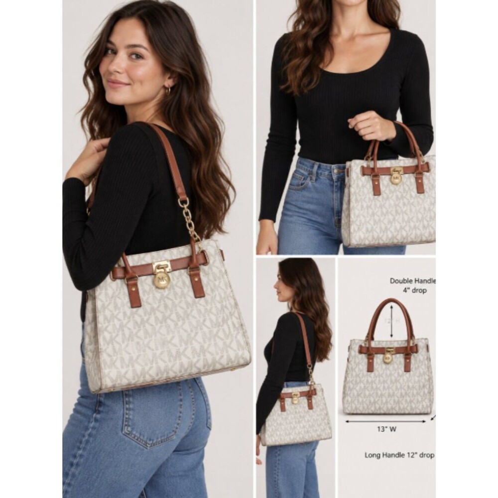 Michael Kors Hamilton North South Tote Vanilla + Matching Wallet